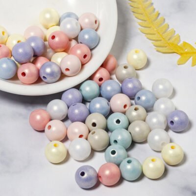 Acrylic Macaron Color Straight Hole Round Beads Diy Handmade Beaded Mobile Phone Charm Bracelet Necklace Accessories